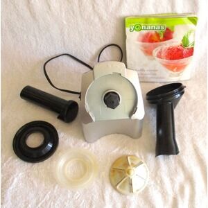 Yonanas 901 Frozen Fruit Soft Serve Dessert Maker Silver Black 200W with Recipes